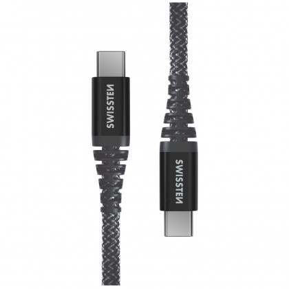 Cablul de încărcare și de date Swissten Kevlar USB-C/USB-C 1,5 m gri închis