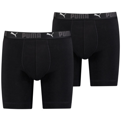 Boxeri bărbați Puma Sport Cotton Long Boxers 2P negru Black