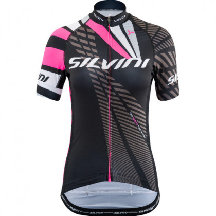 Tricou ciclism femei Silvini Team WD1402 negru/roz