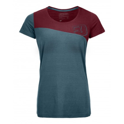 Lenjerie termică femei Ortovox 150 Cool Logo T-Shirt albastru/roșu mid aqua
