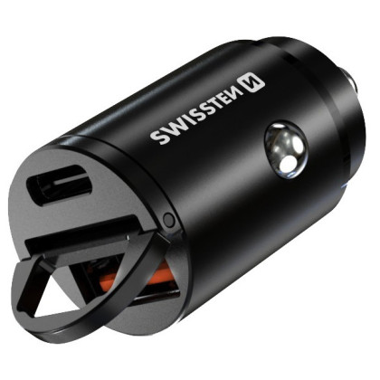 Adaptor auto Swissten Car Charger 30W negru Black