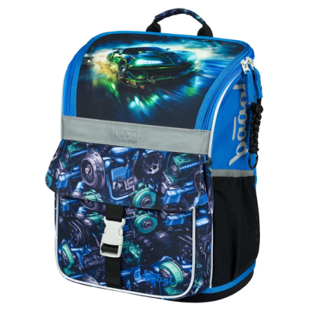 Ghiozdan clase primare Baagl Zippy albastru / negru Závodní auto