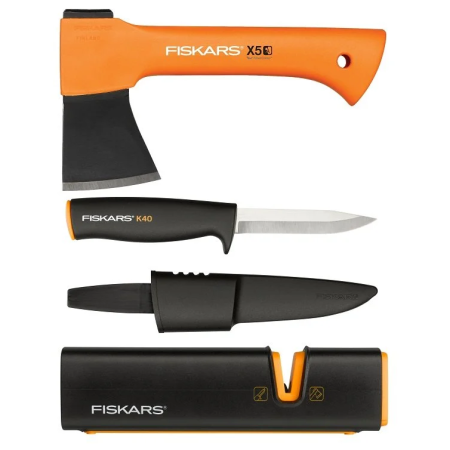 Set de ustesile Fiskars X5 Fireplace set negru/portocaliu FW25