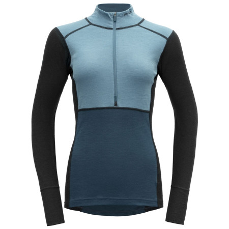 Tricou funcțional femei Devold Lauparen Merino 190 Zip Neck Wmn albastru/albastru deschis