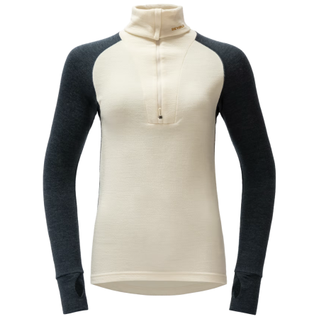 Tricou funcțional femei Devold Expedition Merino Silk Zip Wmn negru/bej Ink/Offwhite