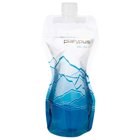 Sticlă Platypus Soft Bottle 0,5L Closure albastru/alb Mountains