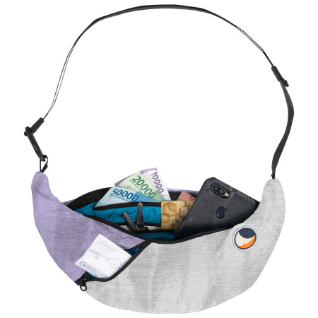 Borsetă Ticket to the moon Upcycled Sling Bag gri/violet Light Grey / Light Purple