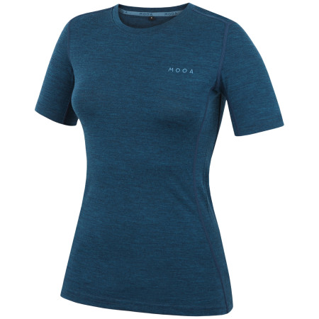 Tricou femei MOOA MerinoSilk 160 short albastru lagoon blue melange