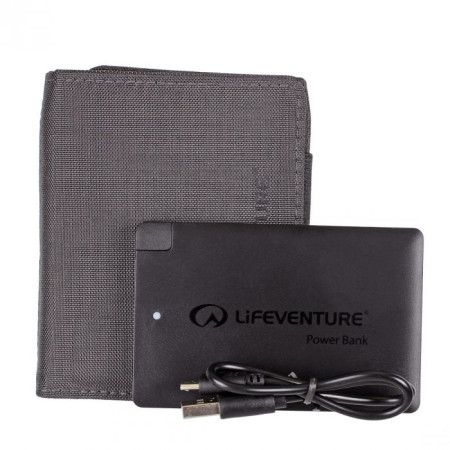 Portofel cu powerbank Lifeventure RFiD Charger Wallet gri