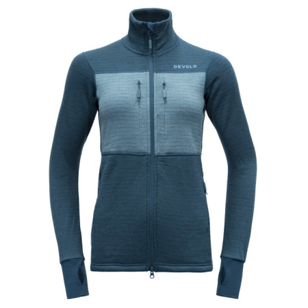 Hanorac funcțional de damă Devold Egga Grid Merino Jkt albastru/albastru deschis