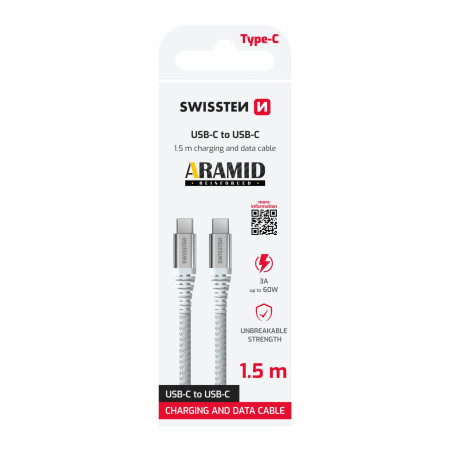 Cablu Swissten Aramid Reinforced USB C / USB C 1,5 m