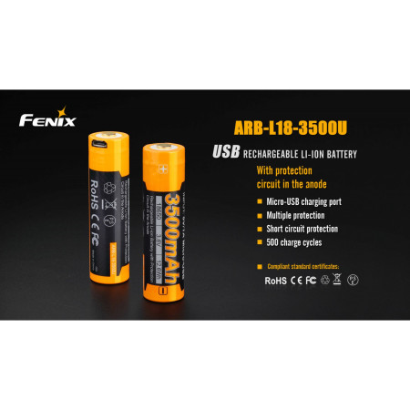 Baterie reîncărcabilă Fenix 18650 3500 mAh USB Li-ion