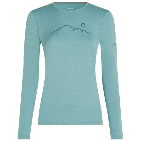 Tricou funcțional femei Icebreaker Women Merino 200 Oasis LS Crewe Rainer Ridge albastru deschis Hydro