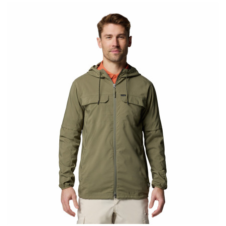 Geacă de vânt bărbați Columbia Skien Valley™ Hooded Long sleeve Shirt verde închis Stone Green