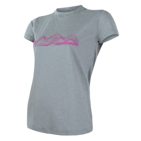 Tricou funcțional femei Sensor Merino Active PT Mountains gri světle šedá