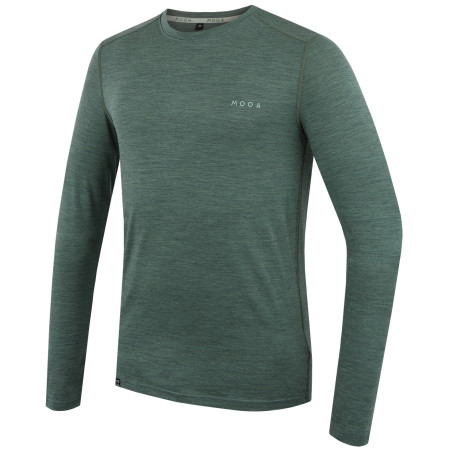 Tricou bărbați MOOA MerinoSilk 160 long verde green melange