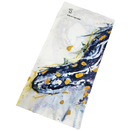 Fular multifuncțional High Tail Designs Hiking Gaiter Spotted Salamander alb/albastru Spotted Salamander