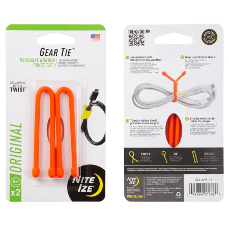 Sârmă de legat Nite Ize Gear Tie 6" portocaliu/ Oranžové