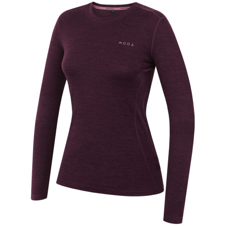 Tricou femei MOOA MerinoSilk 160 long violet închis dark purple melange
