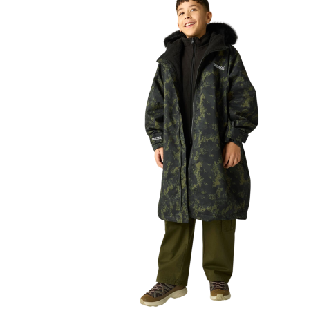 Geacă impermeabilă pentru copii Regatta Junior Waterproof Changing Robe Pro Bark Green