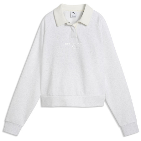 Hanorac femei Puma CLASS Relaxed Longsleeve Polo FL alb White Glow Heather