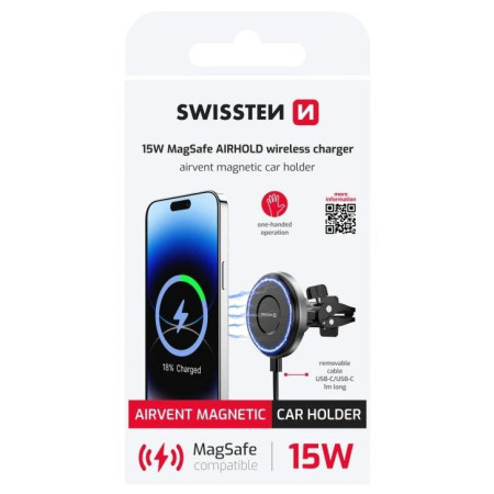 Suport auto pentru telefon Swissten 15W MagSafe AIRHOLD wireless charger