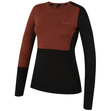 Tricou femei MOOA MerinoSilk Block 160 long portocaliu/ cinnamon melange