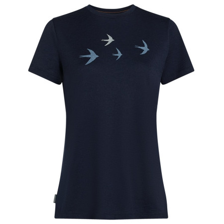 Tricou femei Icebreaker Women Merino 150 Tech Lite SS Tee Bird Transit albastru închis Midnight Navy