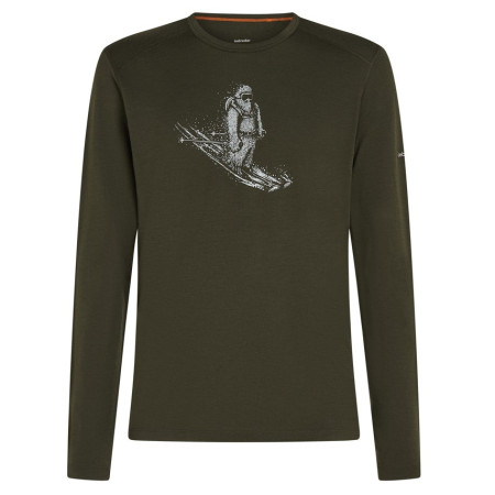 Tricou funcțional bărbați Icebreaker Men Merino 200 Oasis LS Crewe SkiingYeti verde închis Dk Loden