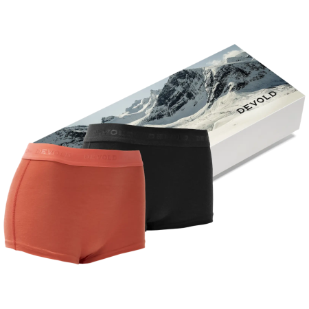 Boxeri funcționali femei Devold Breeze Merino 150 Hipster Wmn 2Pk portocaliu/negru Black/Coral