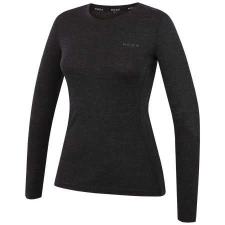Tricou femei MOOA MerinoSilk 160 long negru black melange