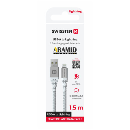Cablu Swissten Aramid Reinforced USB / Lightning 1,5 m