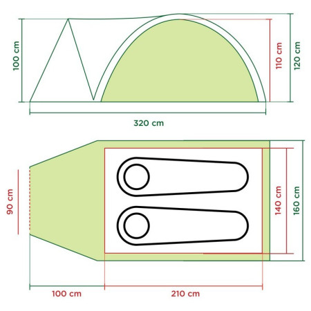 Cort turistic Coleman Darwin 2+ (verde)