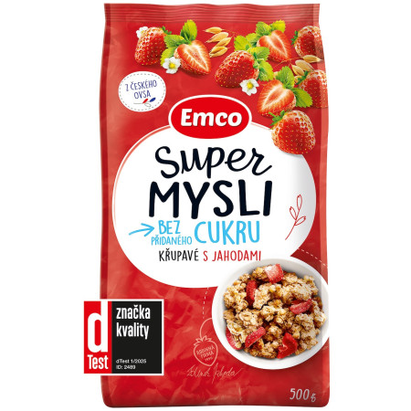 Müsli Emco Super müsli cu căpșuni 500g, fără zahăr adăugat