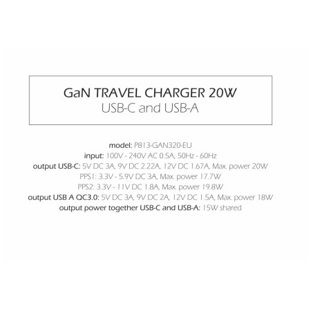 Încărcător Swissten TRAVEL CHARGER GaN 1x USB-C 20W PD AND 1x USB-A 18W QC