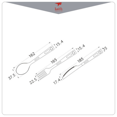 Tacâm Keith Titanium 3-Piece Titanium Cutlery Set