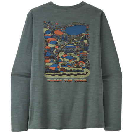 Tricou bărbați Patagonia M's L/S Cap Cool Daily Graphic Shirt - Lands verde Commontrail: Nouveau Green X-Dye