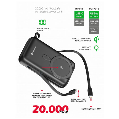 Powerbank fară fir Swissten POWER BANK 20000 mAh PD 20W