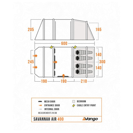 Cort de familie Vango Savannah Air 400 Package