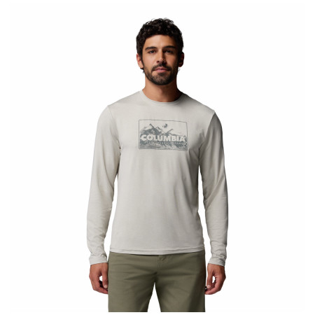 Tricou bărbați Columbia Parsons Point™ Ls Graphic Tee bej Dark Stone Heather Framed Peakscape