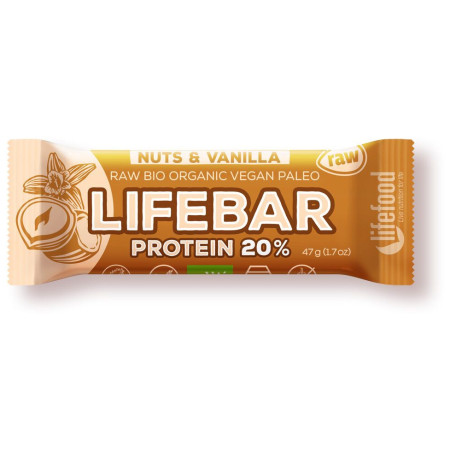 Baton Lifefood Organic Lifebar Protein Vanilla Nuts RAW 47 g
