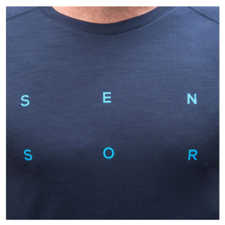 Tricou funcțional bărbați Sensor Merino Blend Typo deep blue