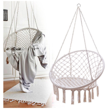 Balansoar suspendat Hamaka.eu Macramé alb