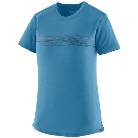Tricou femei Patagonia Women's Capilene Cool Merino Blend Graphic Shirt albastru Strata Stripe: Shore Blue
