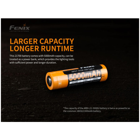 Acumulator Fenix 21700 5000 mAh s USB-C (Li-Ion)
