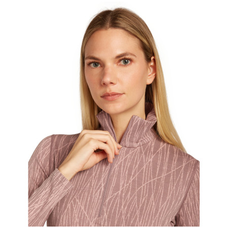 Tricou funcțional femei Icebreaker Women Merino 260 Tech Vertex LS Half Zip Delta Lines AOP