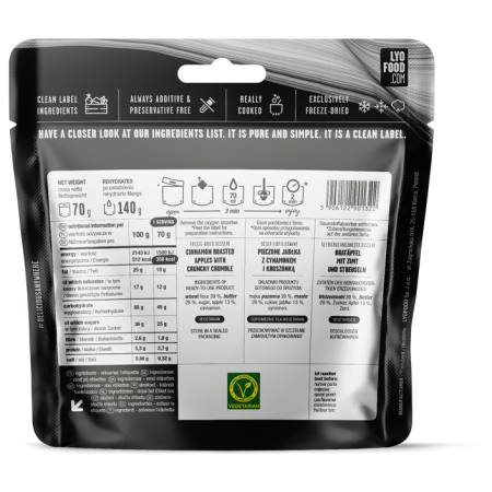 Mâncare deshitradată Lyo food Plăcintă cu mere și crustă