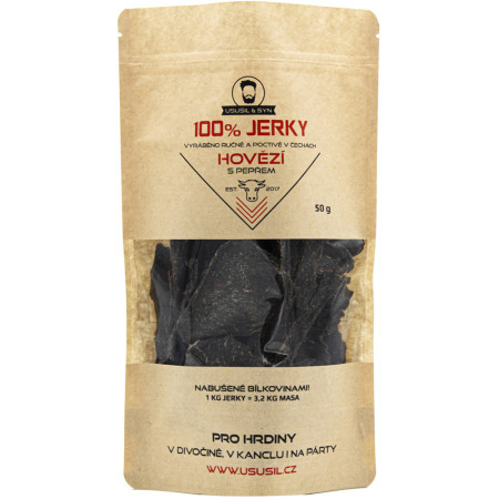 Jerky Usušil & Syn 100% Hovězí s pepřem 50 g maro