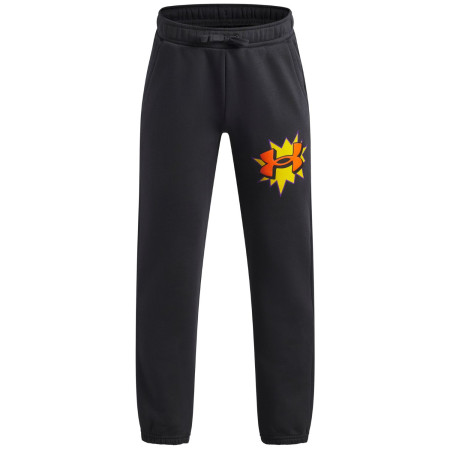 Pantaloni copii Under Armour UA B Rival FLC Graphics Jgr Anthracite gri Anthracite / / Outrageous Orange
