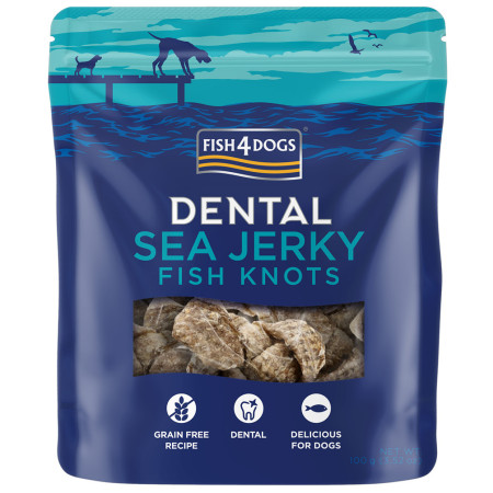 Recompense pentru câini Fish4Dogs Dental Sea Jerky Fish Knots 100g